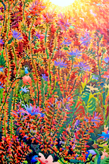 Extra Large Watercolor Painting of Summer Garden by Tanbelia
