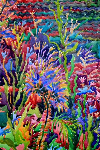 Extra Large Watercolor Painting of Summer Garden by Tanbelia