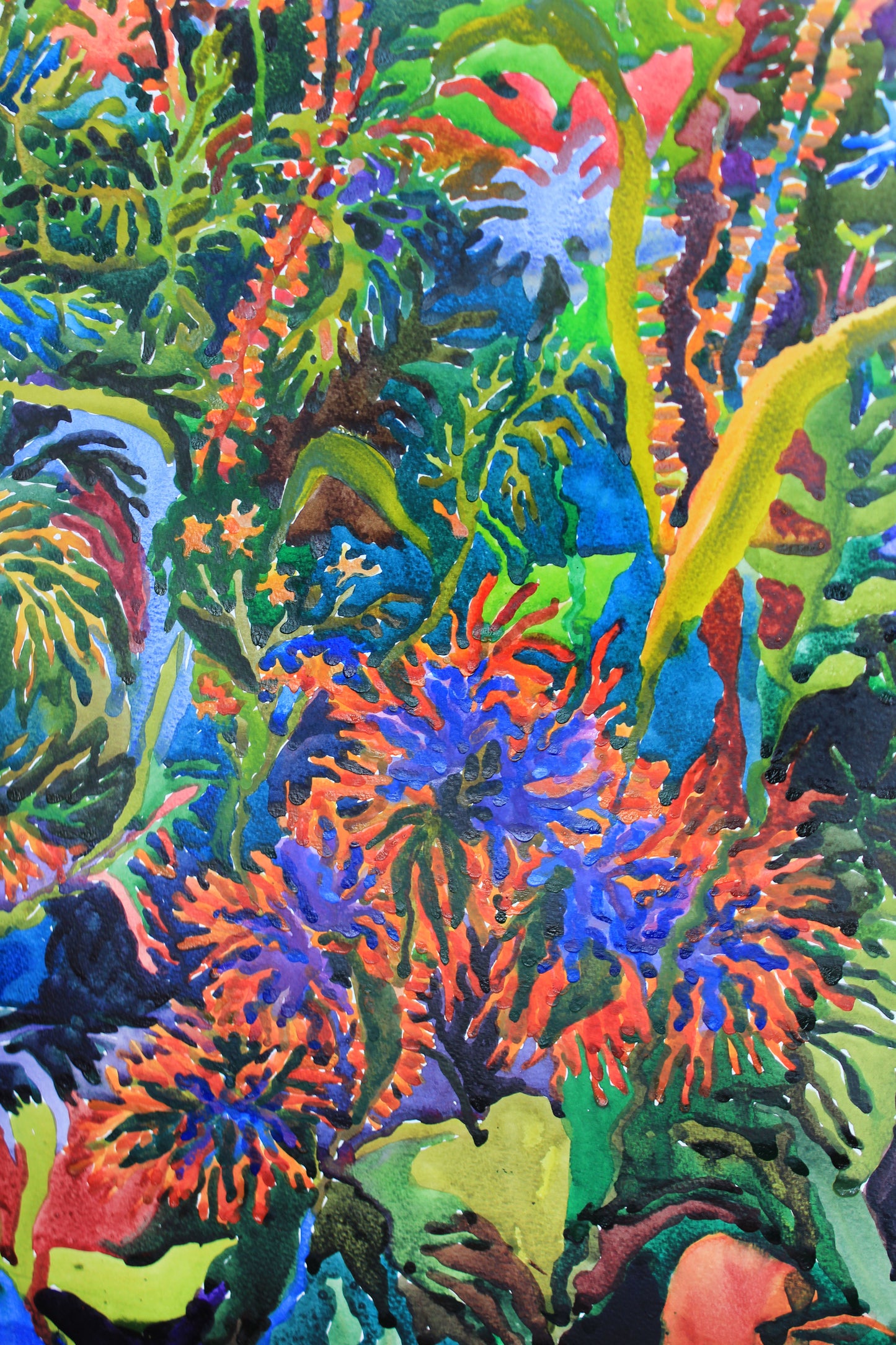 Extra Large Watercolor Painting of Summer Garden by Tanbelia