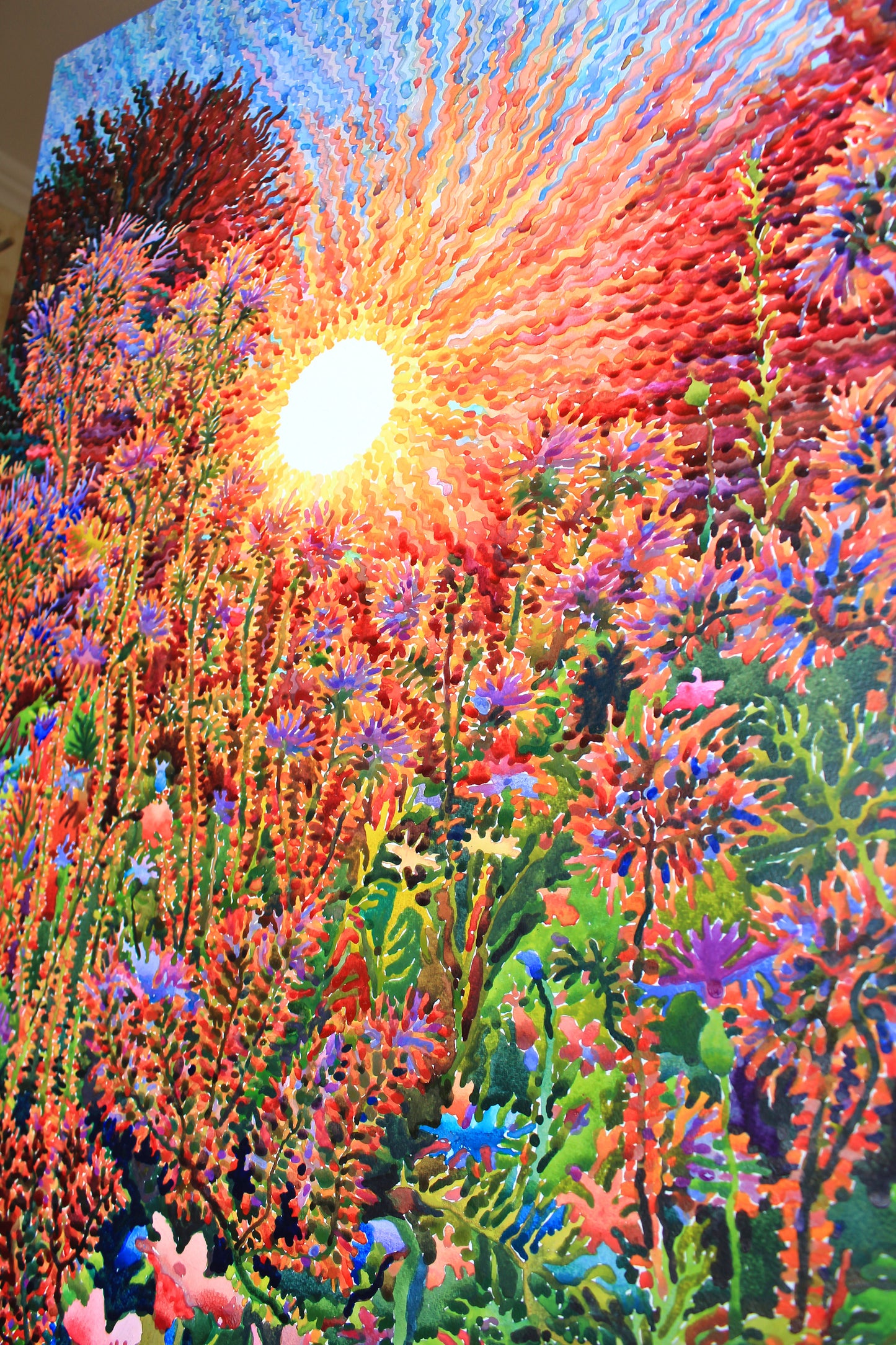 Extra Large Watercolor Painting of Summer Garden by Tanbelia