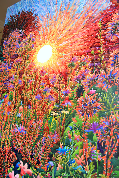 Extra Large Watercolor Painting of Summer Garden by Tanbelia