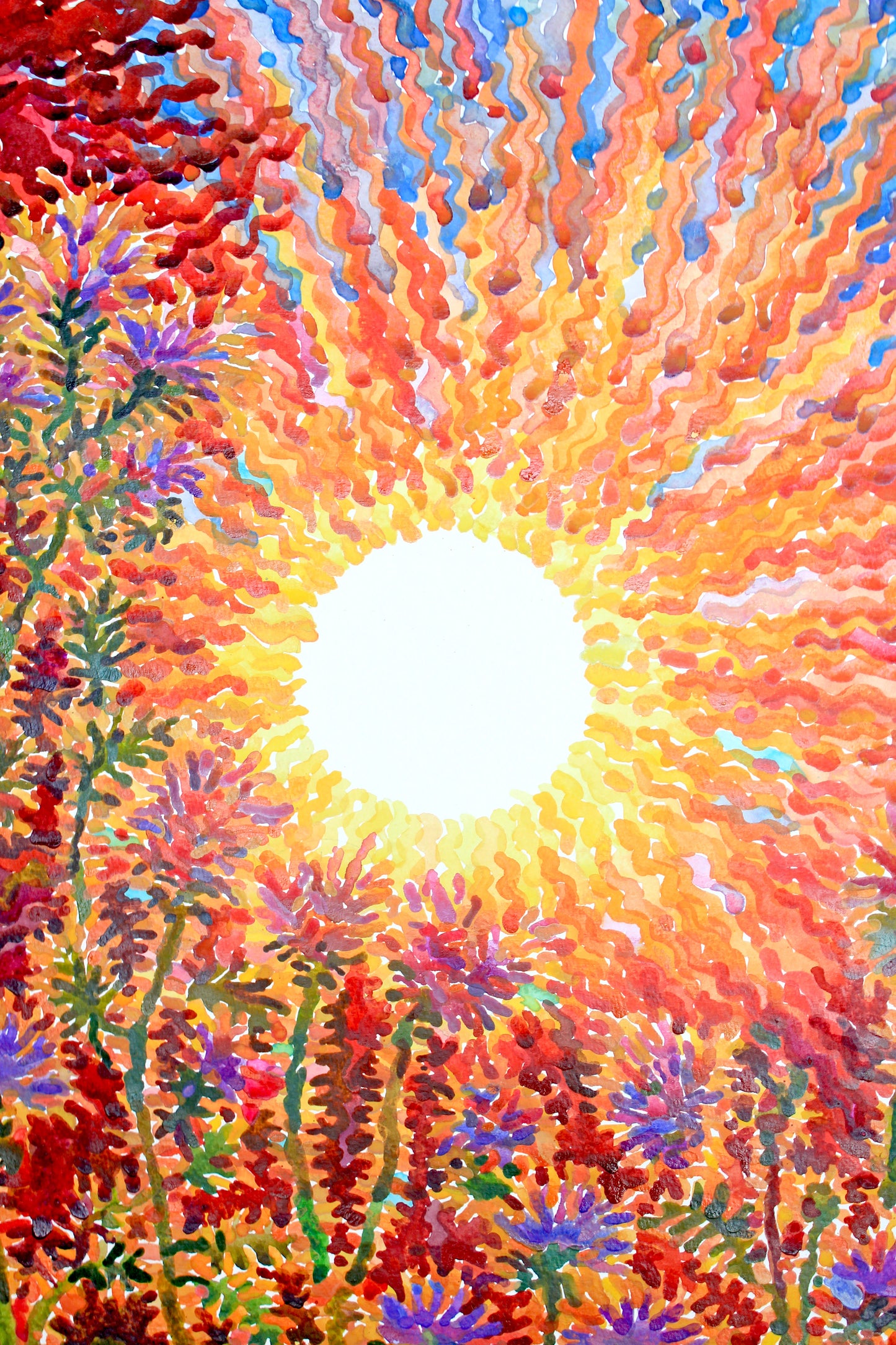 Extra Large Watercolor Painting of Summer Garden by Tanbelia