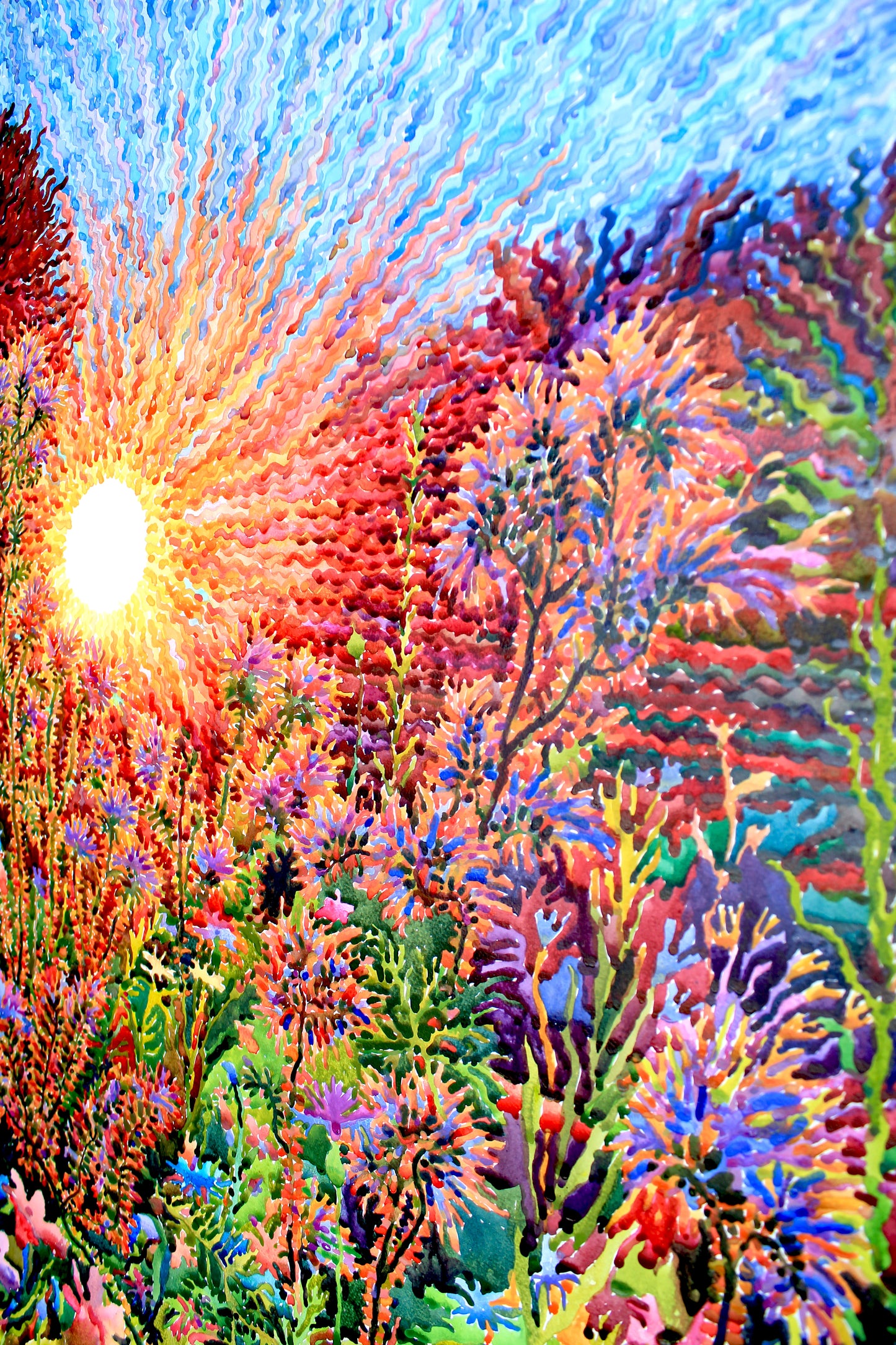 Extra Large Watercolor Painting of Summer Garden by Tanbelia