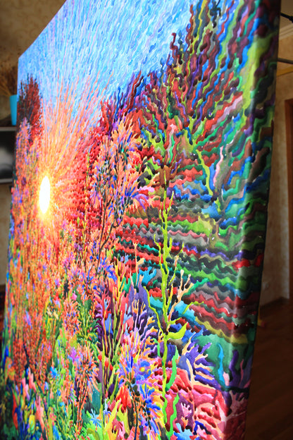 Extra Large Watercolor Painting of Summer Garden by Tanbelia