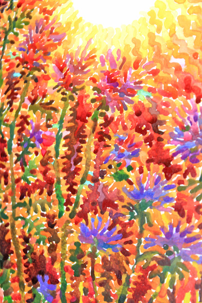 Extra Large Watercolor Painting of Summer Garden by Tanbelia