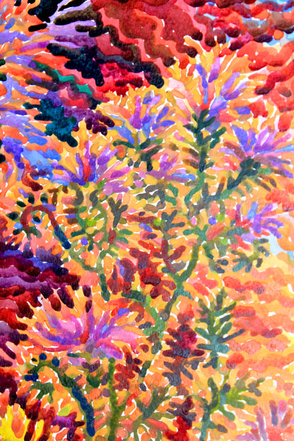 Extra Large Watercolor Painting of Summer Garden by Tanbelia