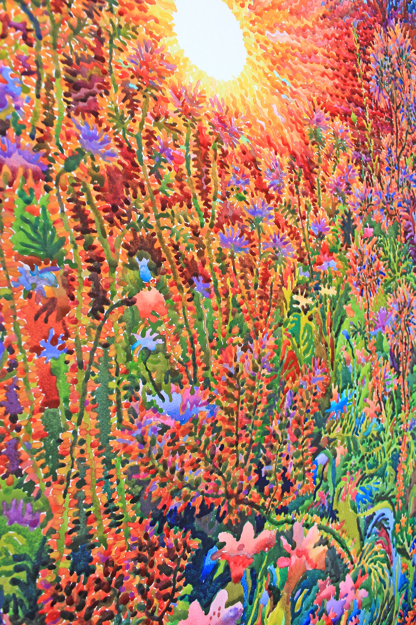 Extra Large Watercolor Painting of Summer Garden by Tanbelia