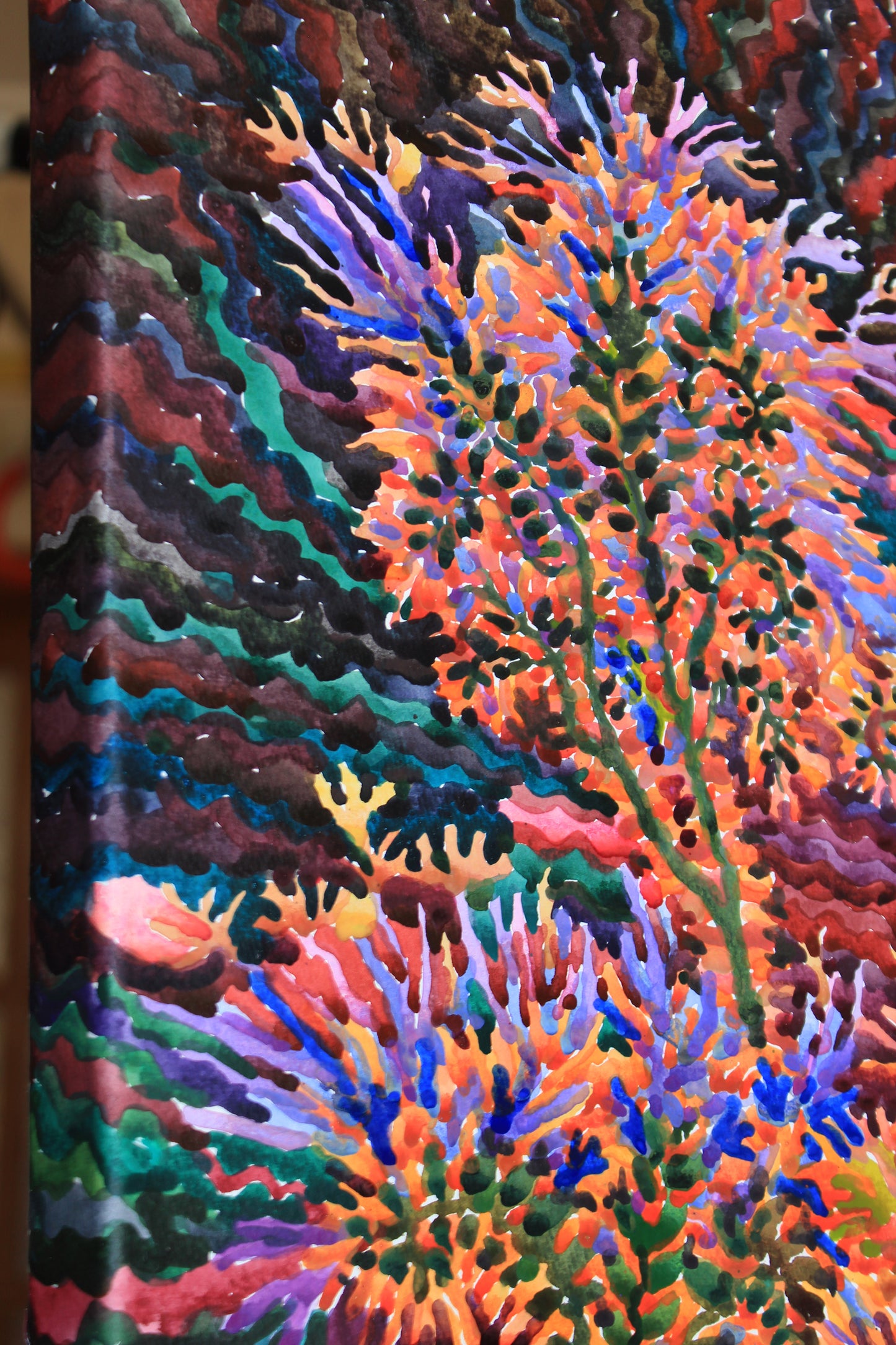 Extra Large Watercolor Painting of Summer Garden by Tanbelia