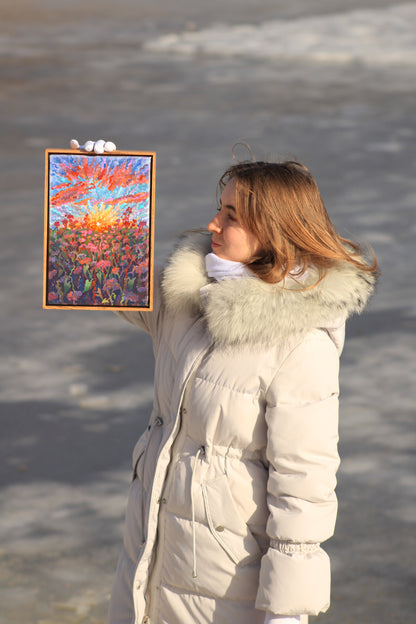 Buckwheat field Framed Watercolor Artwork