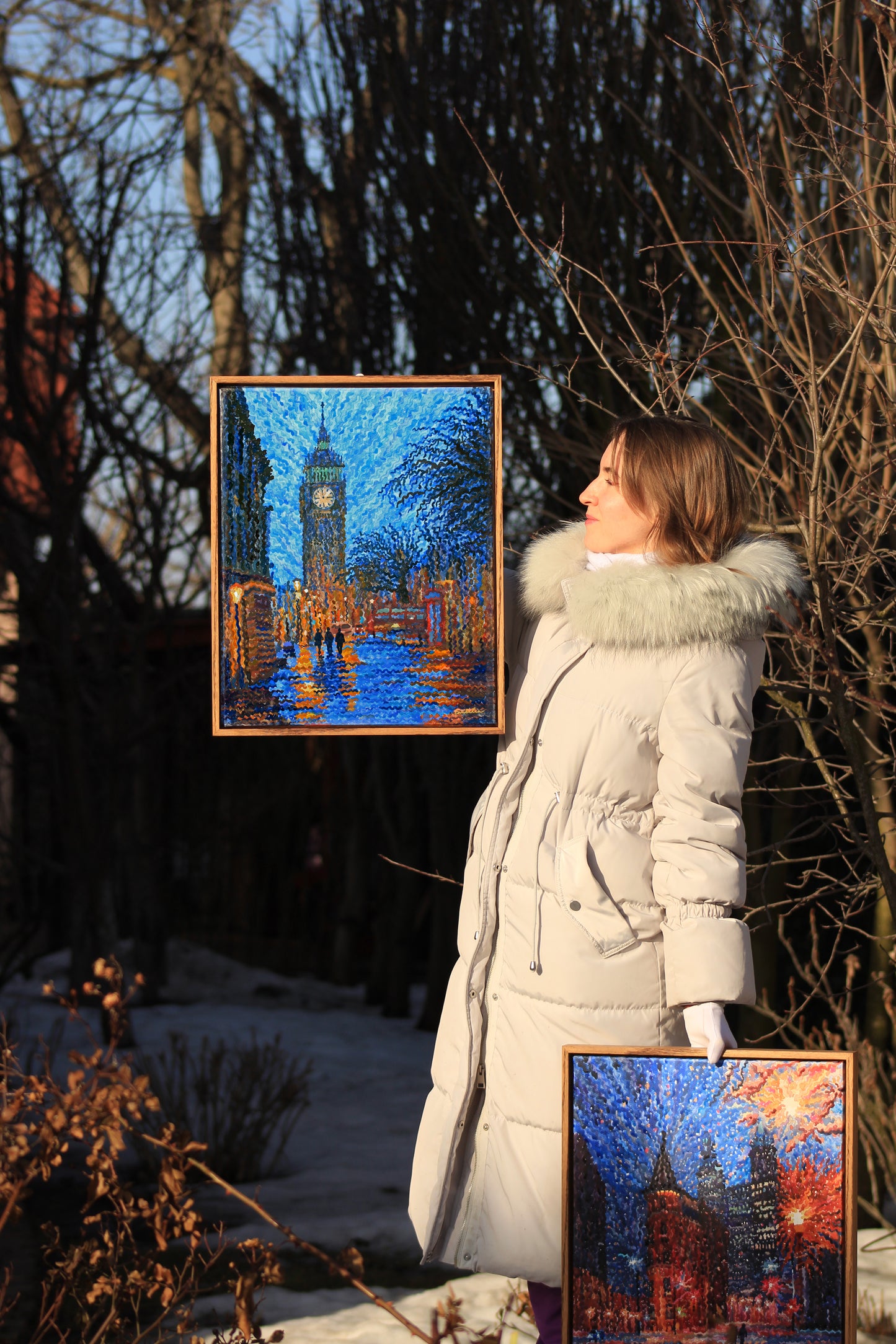 Elizabeth Tower in London Framed Watercolor Artwork