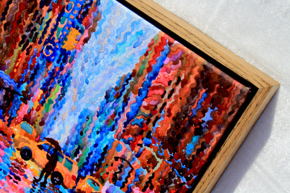 Neon Lights in New York City Framed Watercolor Artwork