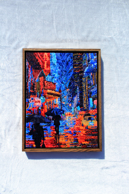 Rainy Evening in Times Square Watercolor Print