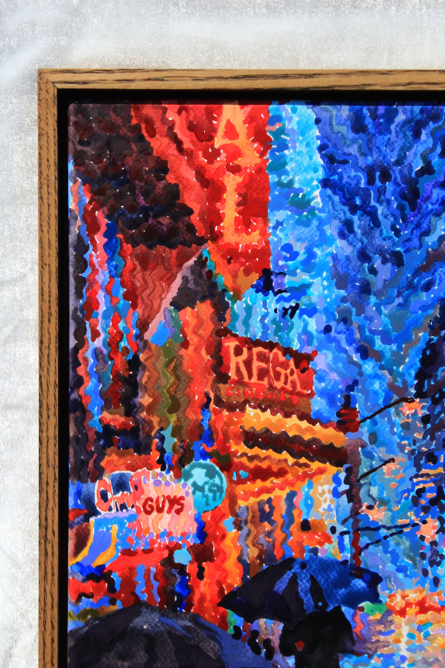 Rainy New York City Framed Watercolor Artwork
