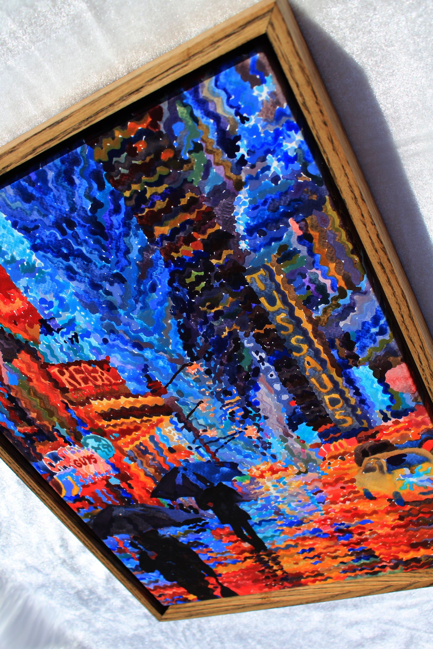 Rainy New York City Framed Watercolor Artwork