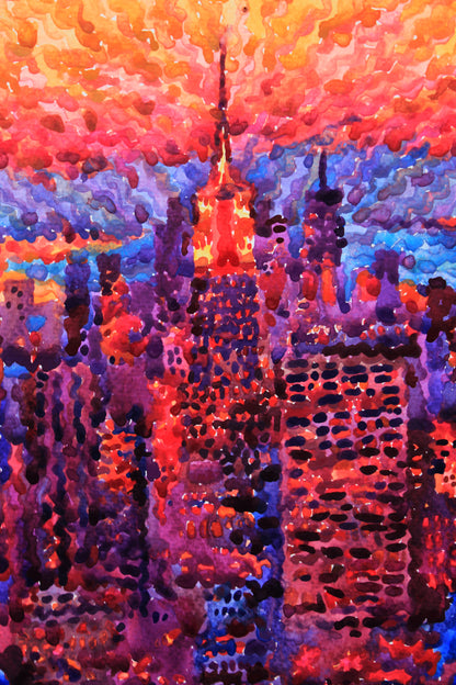 New York City Framed Watercolor Artwork