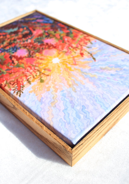 Pink Thistle Blossom Framed Watercolor Artwork