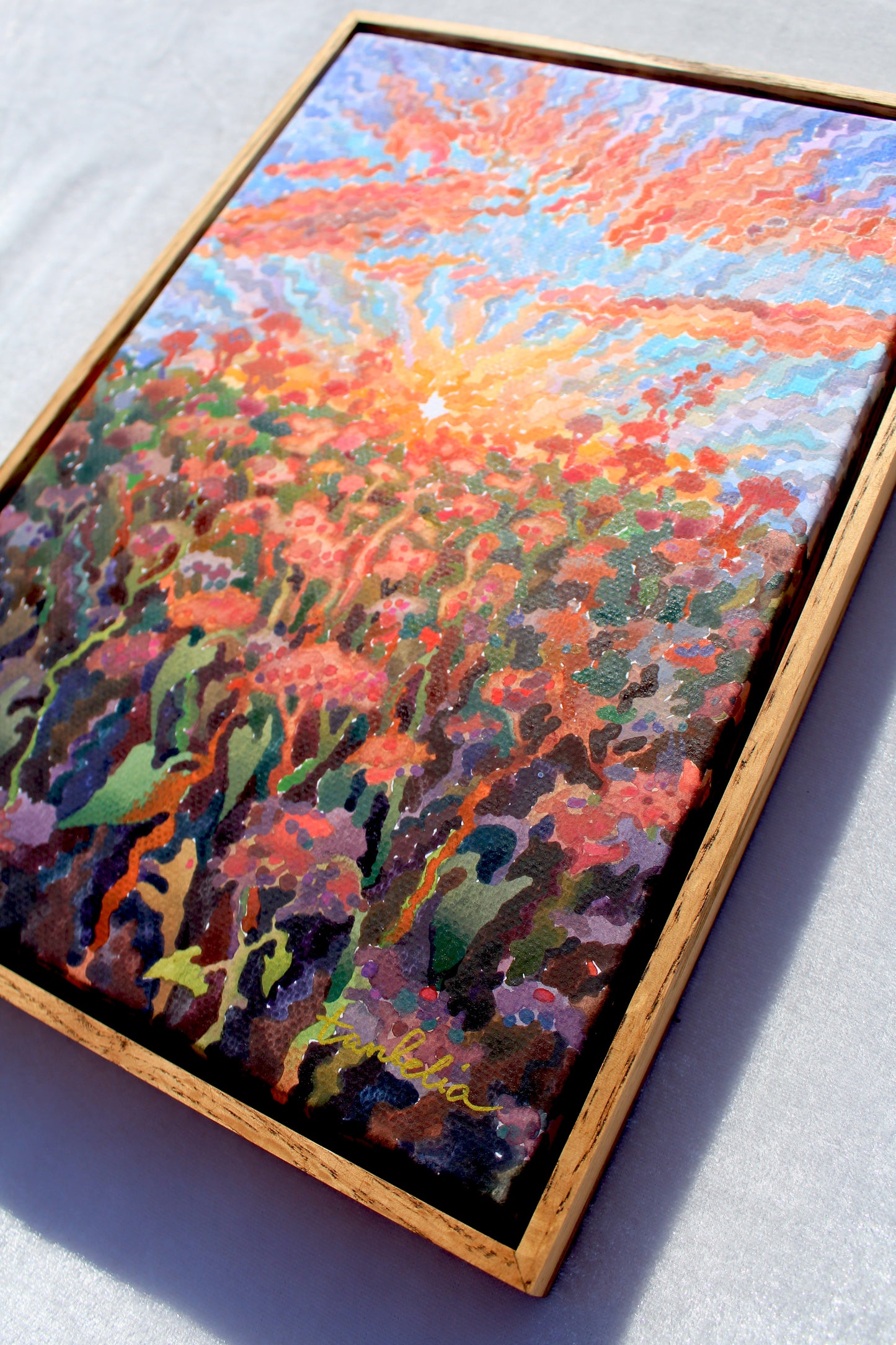 Buckwheat field Framed Watercolor Artwork