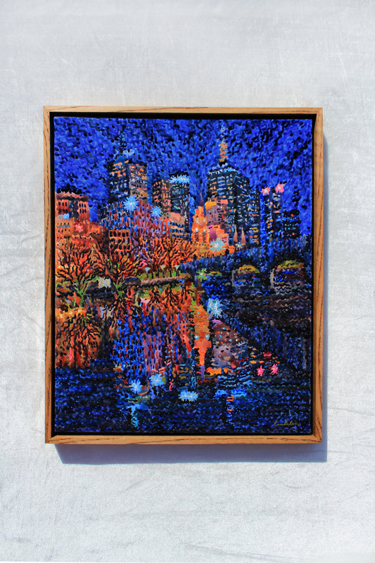 Melbourne Skyline Framed Watercolor Artwork