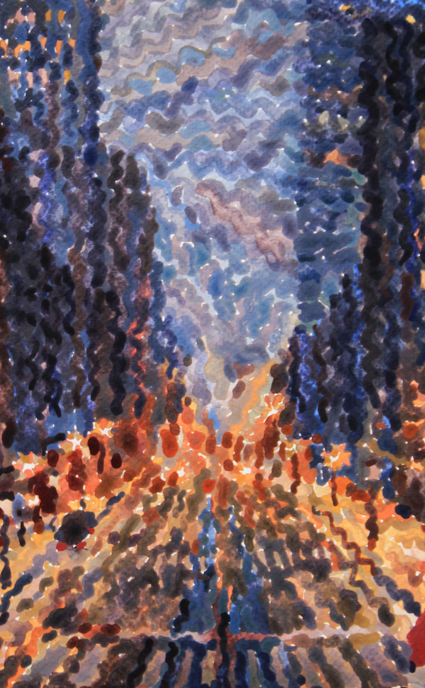 Rainy Night in New York Framed Watercolor Artwork