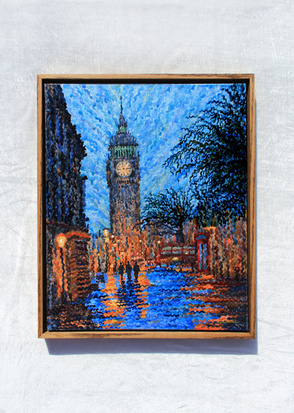 Elizabeth Tower in London Framed Watercolor Artwork