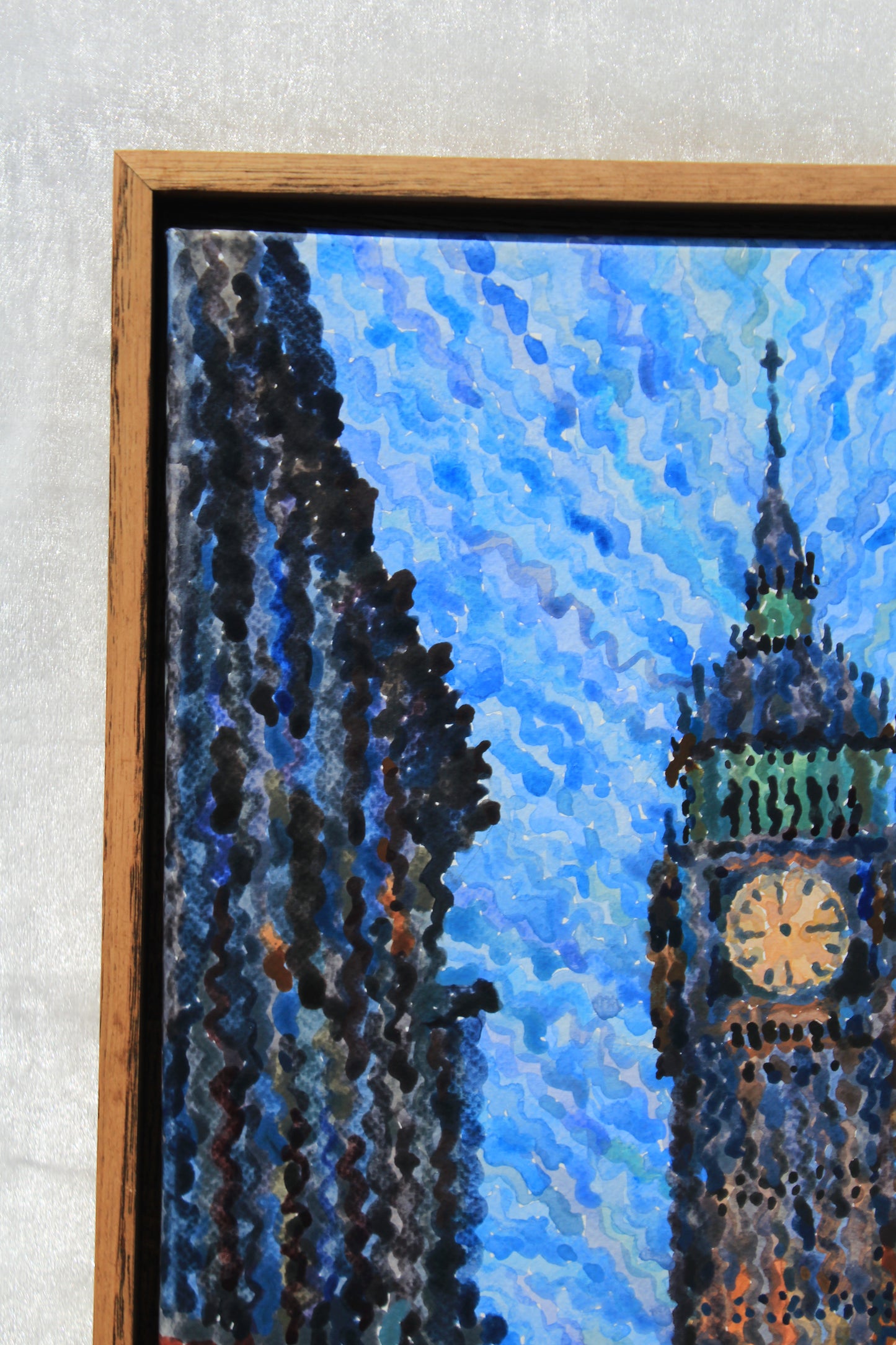 Elizabeth Tower in London Framed Watercolor Artwork