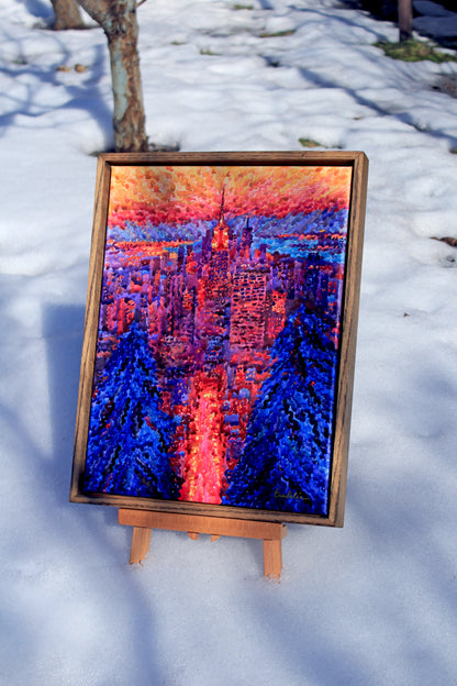 Winter Evening in New York City Watercolor Print