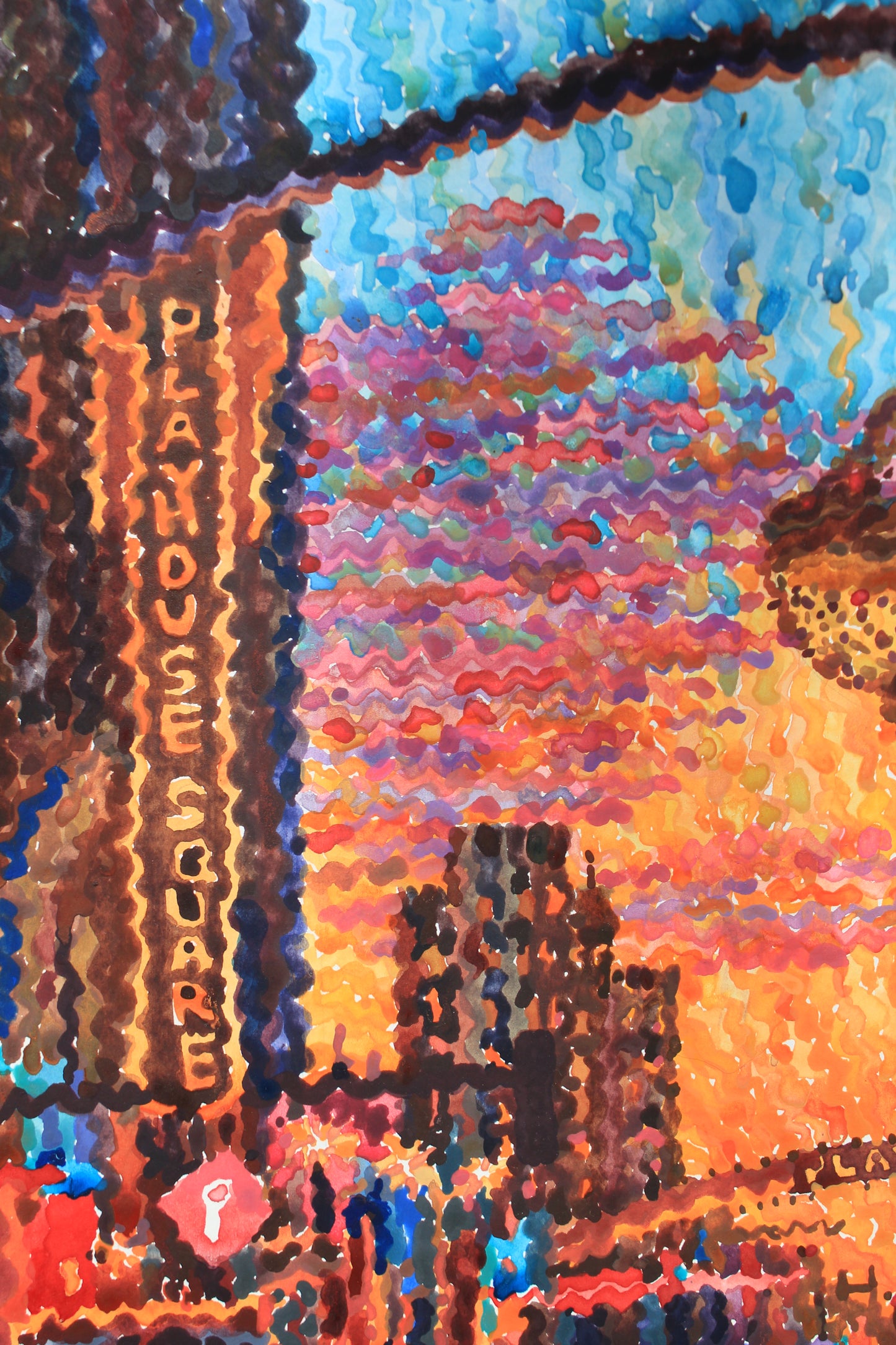 Playhouse Square in Cleveland Watercolor Painting by Tanbelia