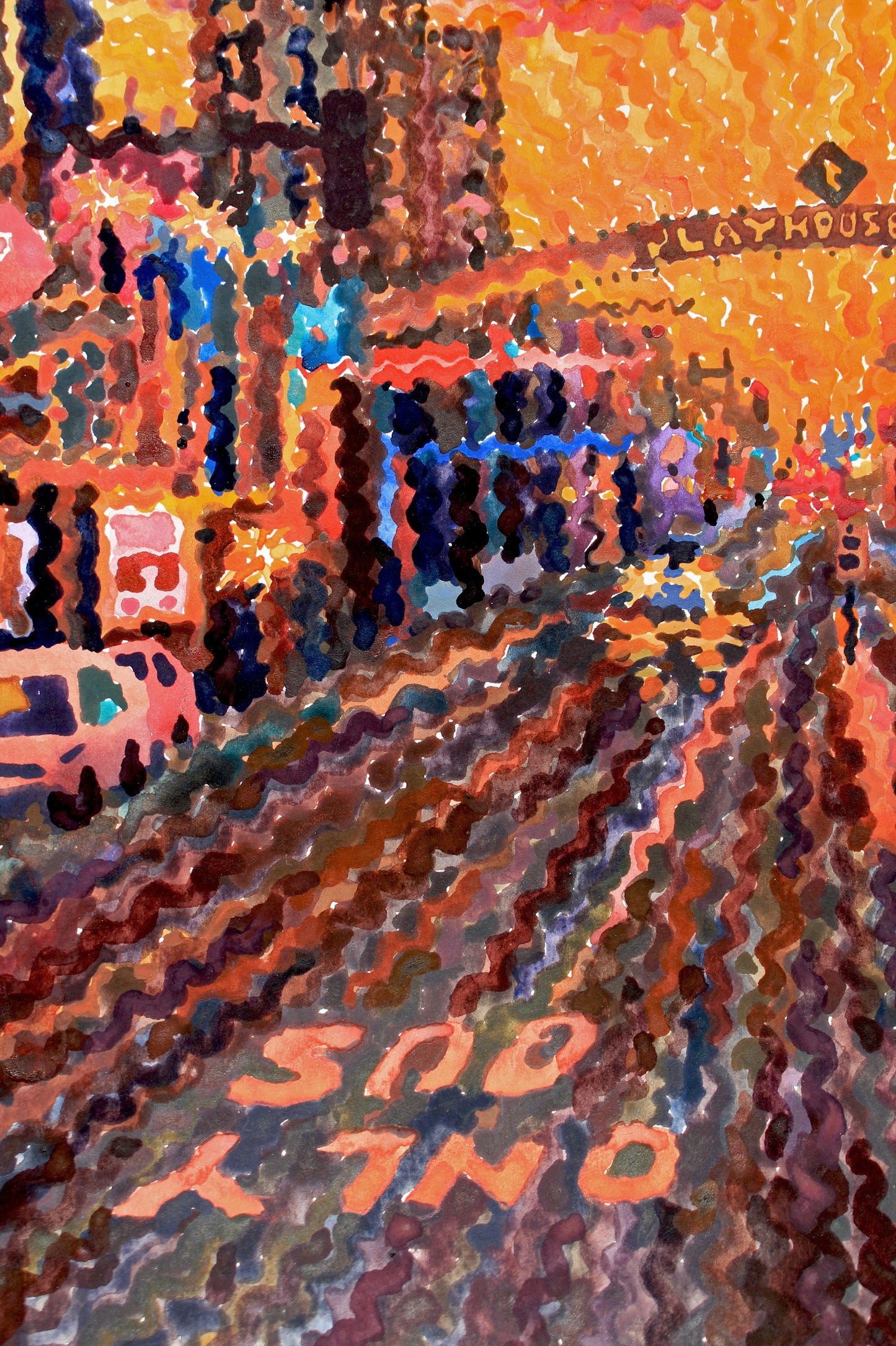 Playhouse Square in Cleveland Watercolor Painting by Tanbelia