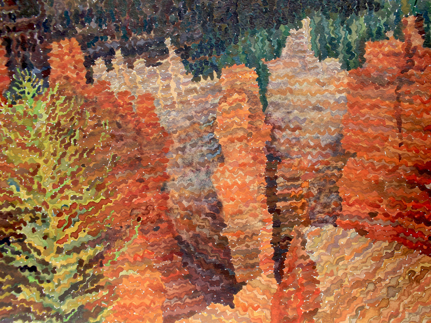 Bryce Canyon National Park Watercolor Painting by Tanbelia