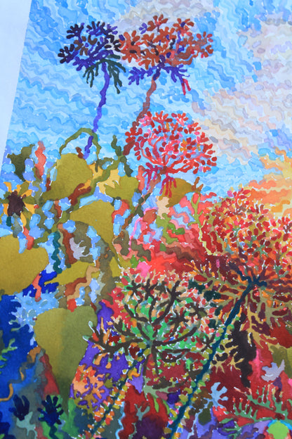 Falcaria Flowers Watercolor Painting by Tanbelia