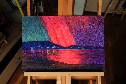 Aurora Australis Framed Watercolor Artwork - Commissioned. Second Payment
