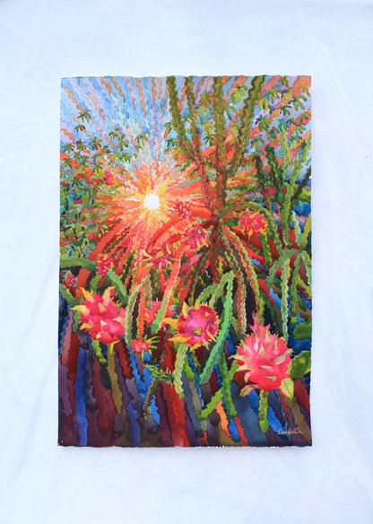 Dragon Fruit Watercolor Painting by Tanbelia