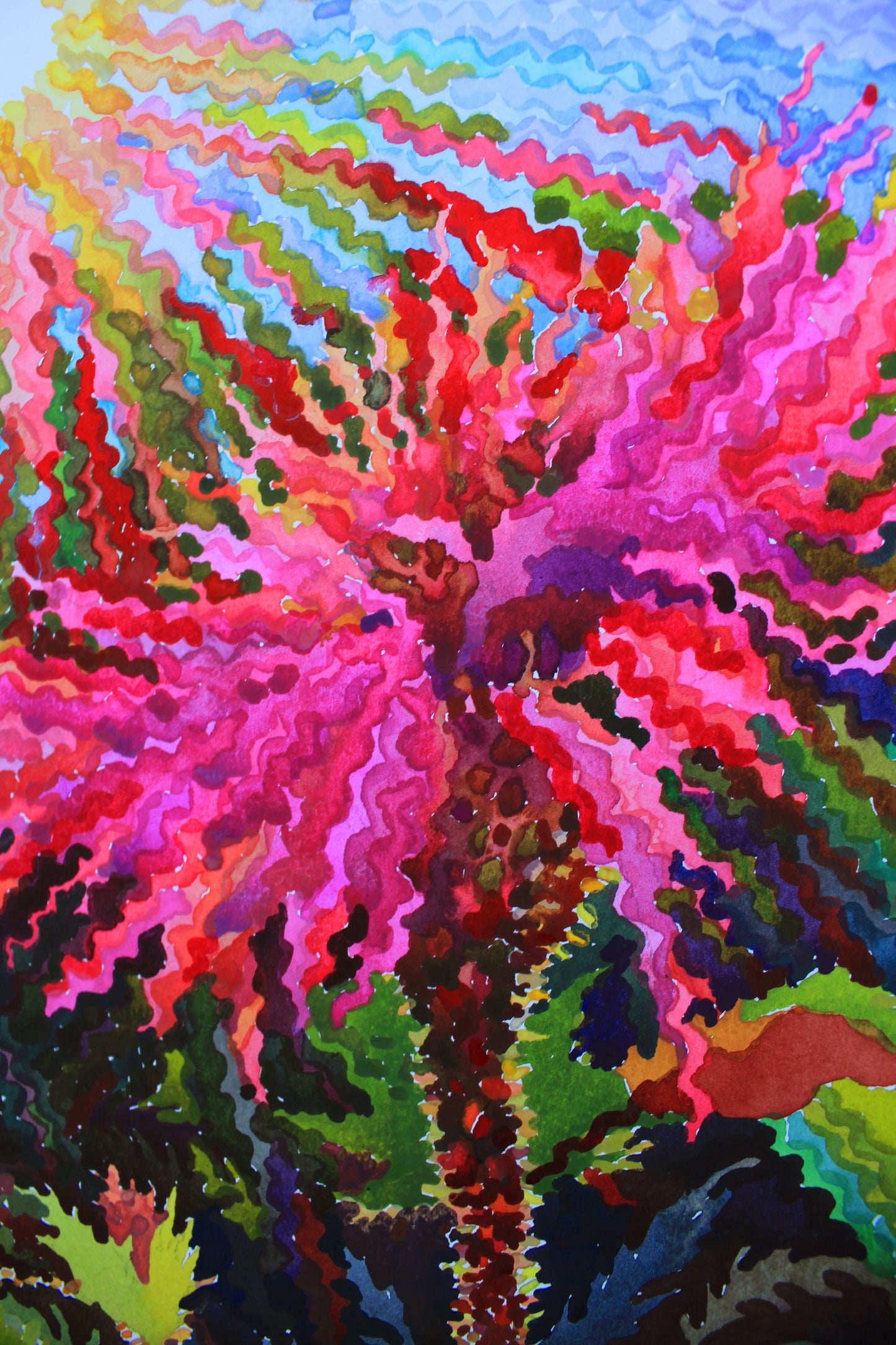 Pink Cornflower Watercolor Painting by Tanbelia