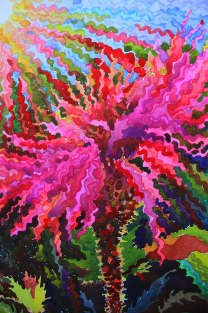 Pink Cornflower Watercolor Painting by Tanbelia