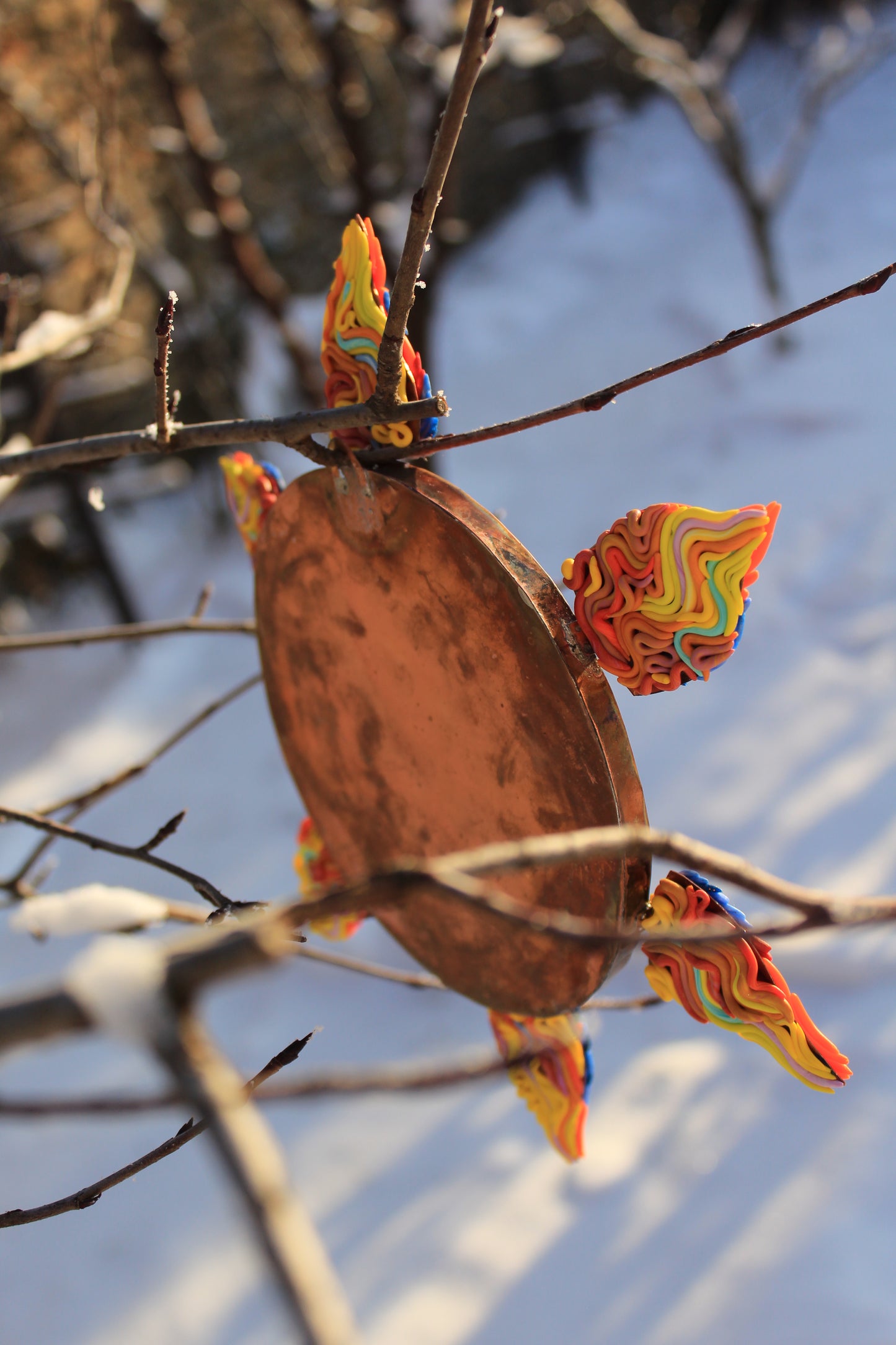 Polymer Clay Sun Wall Copper Sculpture by Tanbelia