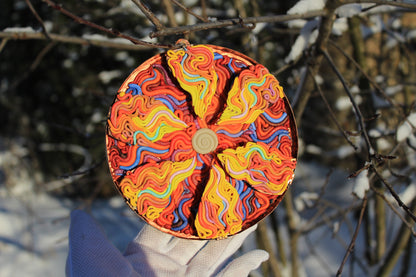 Polymer Clay Sun Wall Copper Sculpture by Tanbelia