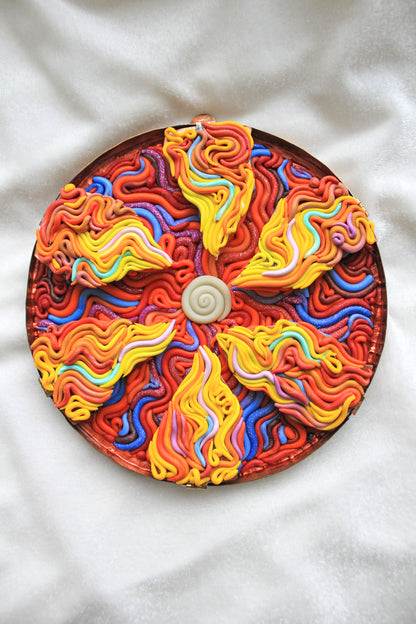 Polymer Clay Sun Wall Copper Sculpture by Tanbelia