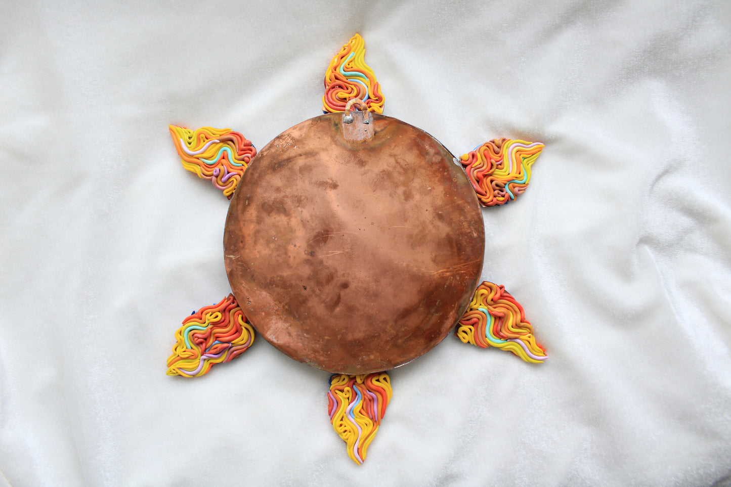 Polymer Clay Sun Wall Copper Sculpture by Tanbelia