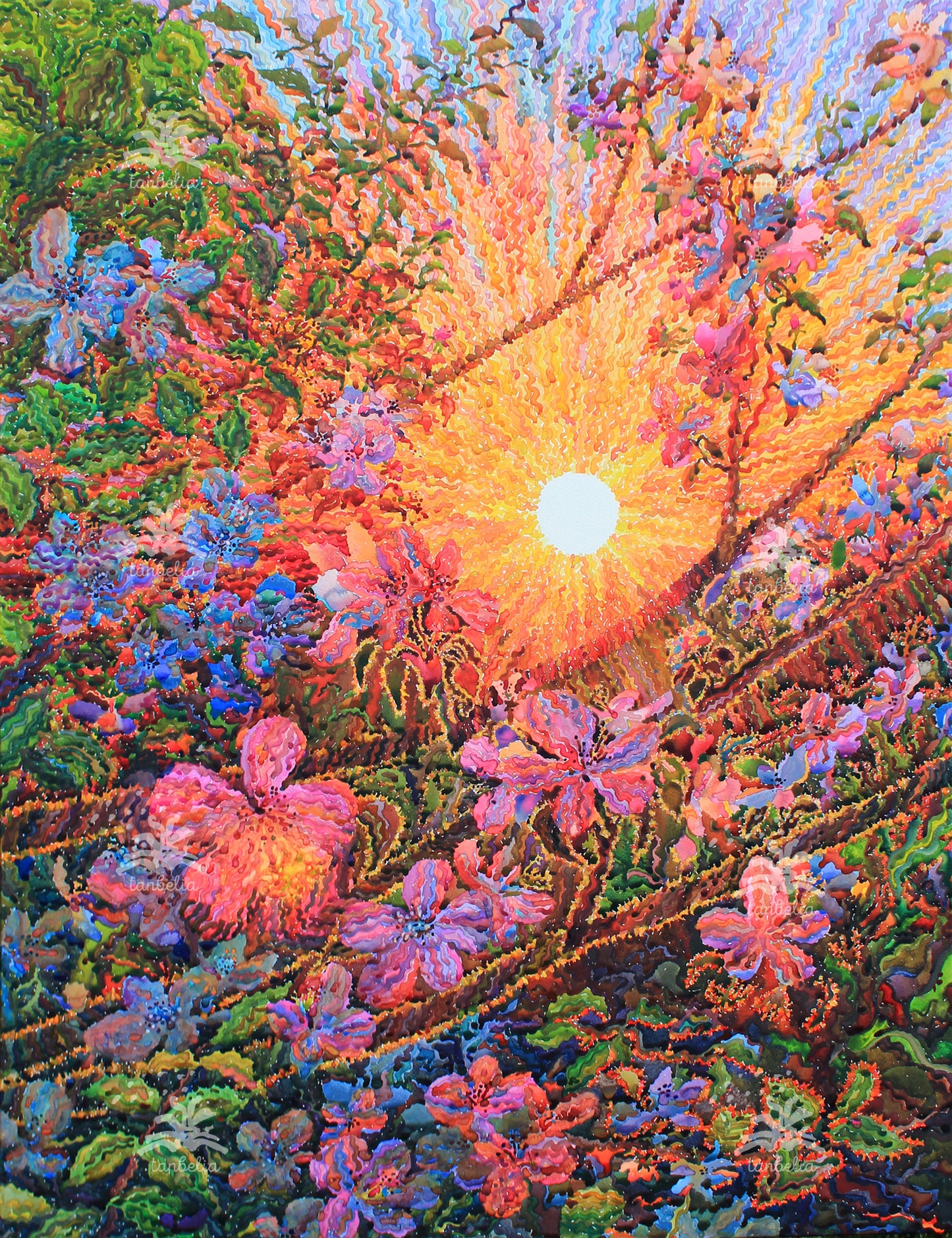 Extra Large Watercolor Painting of the Apple Garden by Tanbelia
