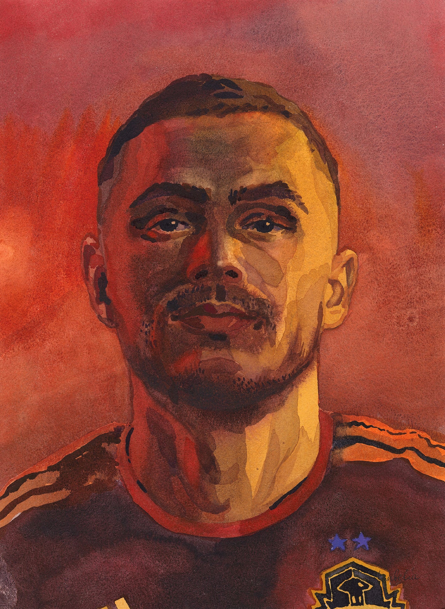 Jordan Morris Watercolor Painting by Tanbelia
