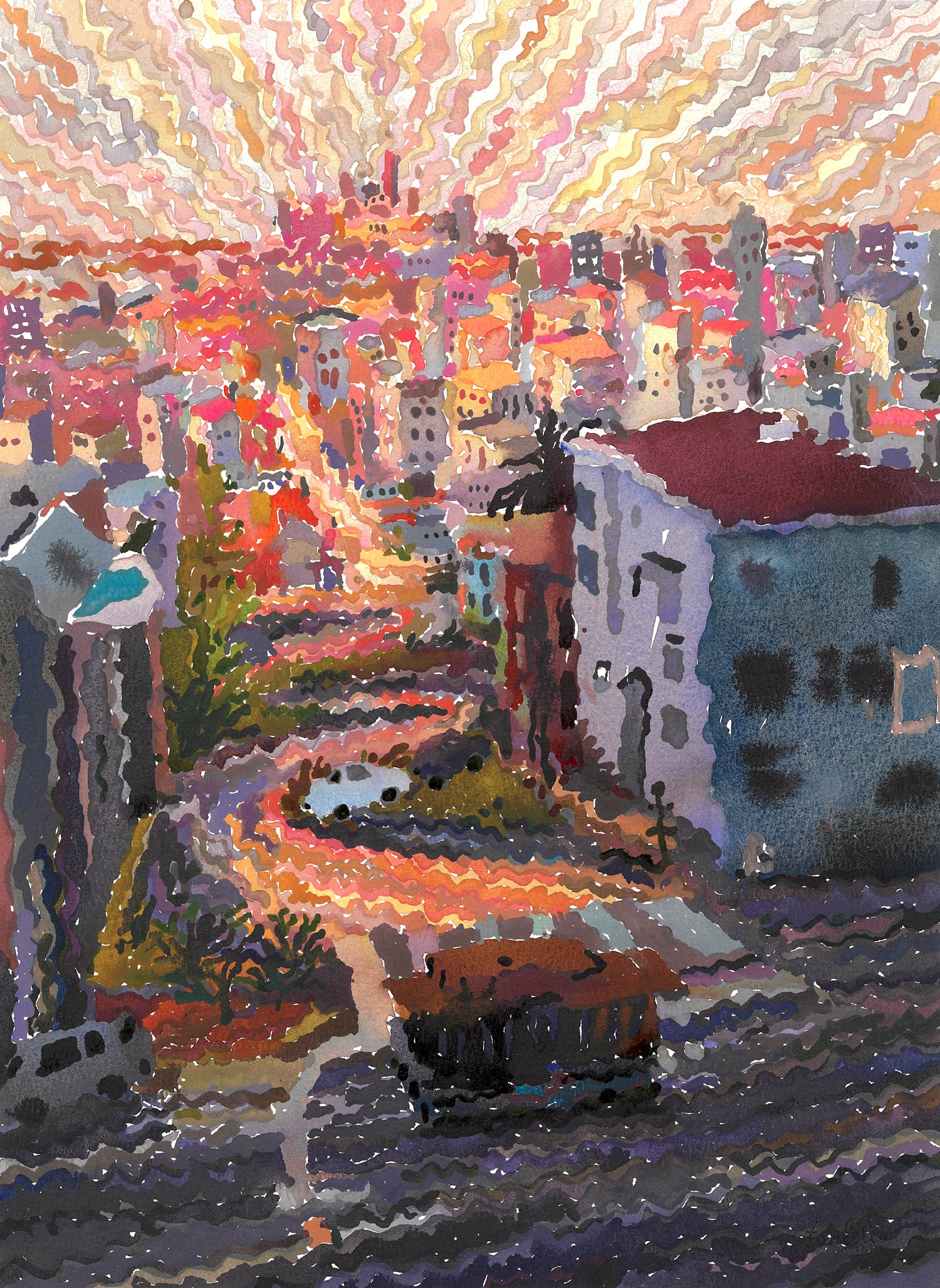 Lombard Street in San Francisco Print by Tanbelia