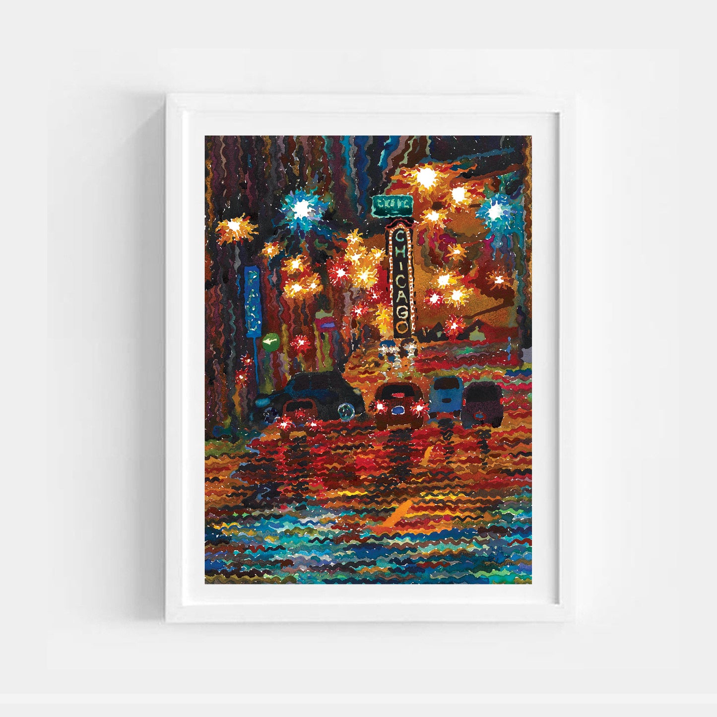 Chicago Watercolor Painting by Tanbelia
