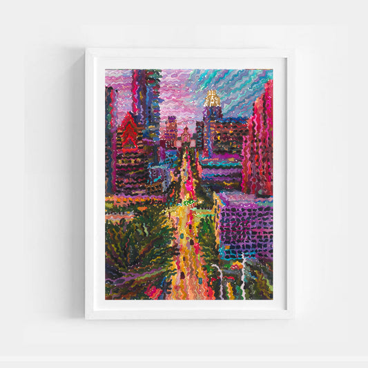 Downtown Austin Watercolor Painting by Tanbelia
