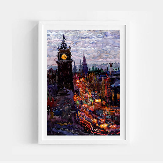 Scotland City Watercolor Painting by Tanbelia