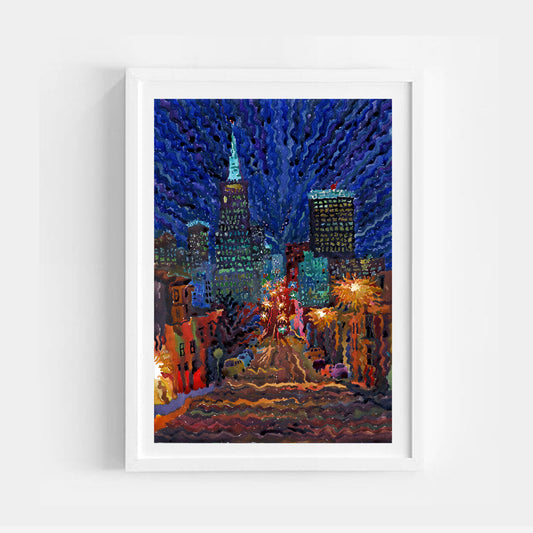 San Francisco City Watercolor Painting by Tanbelia