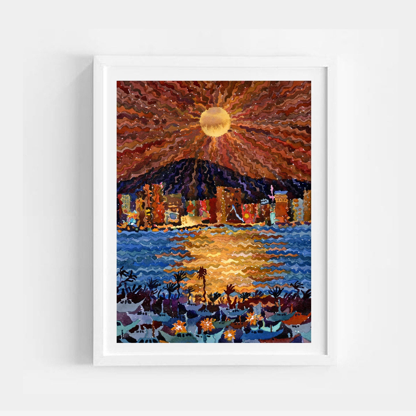 San Diego City Watercolor Painting by Tanbelia