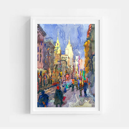 Empire State Building in New York City Watercolor Painting by Tanbelia