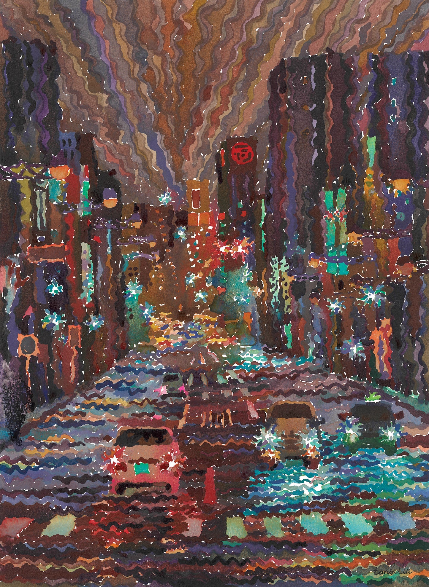 Tokyo Watercolor Painting by Tanbelia