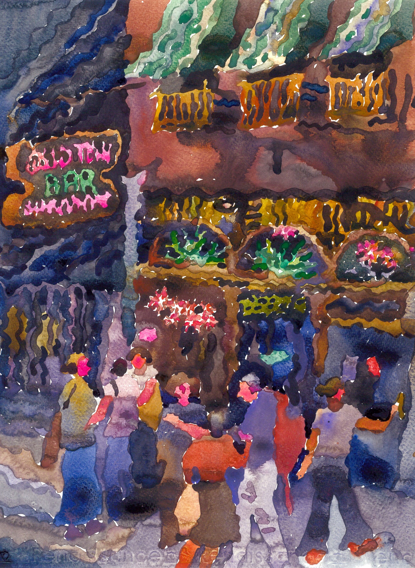 Old Town Bar in the New York City Watercolor Painting by Tanbelia