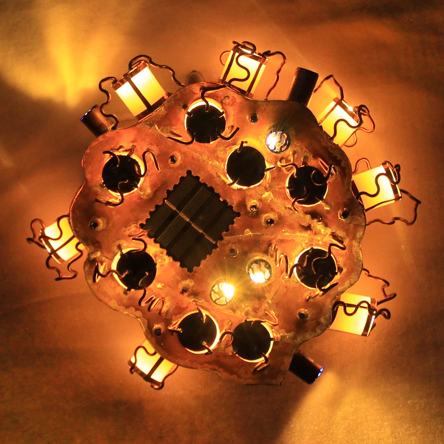 Rain Drop - Copper Wall Sculpture with Solar Battery Light by Tanbelia